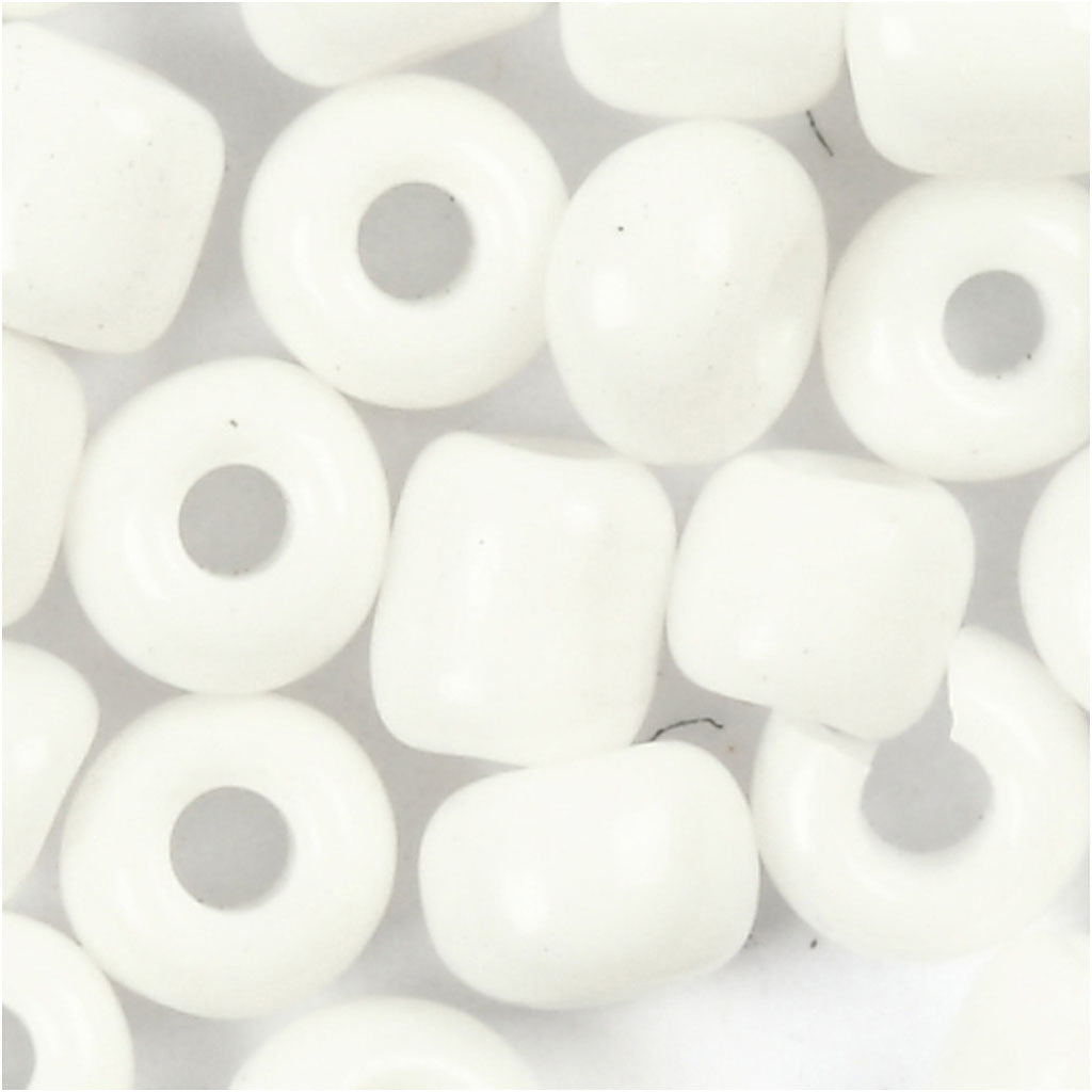 Rocaille Seed Beads, dia. 3 mm, size 8/0, hole size 0,6-1,0 mm, white, 25 g/ 1 pack [HOB-682001]