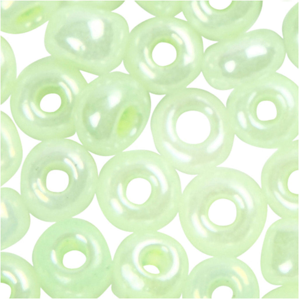 Rocaille Seed Beads, dia. 3 mm, size 8/0, hole size 0,6-1,0 mm, soft green, 25 g/ 1 pack [HOB-682311]