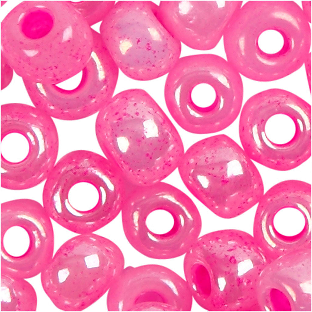 Rocaille Seed Beads, dia. 3 mm, size 8/0, hole size 0,6-1,0 mm, pink, 25 g/ 1 pack [HOB-682321]