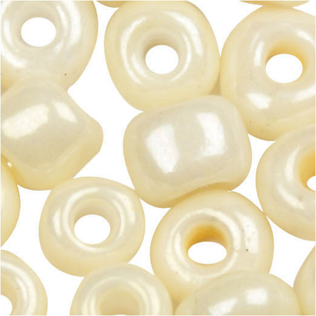 Rocaille Seed Beads, dia. 3 mm, size 8/0, hole size 0,6-1,0 mm, ivory, 25 g/ 1 pack [HOB-682731]