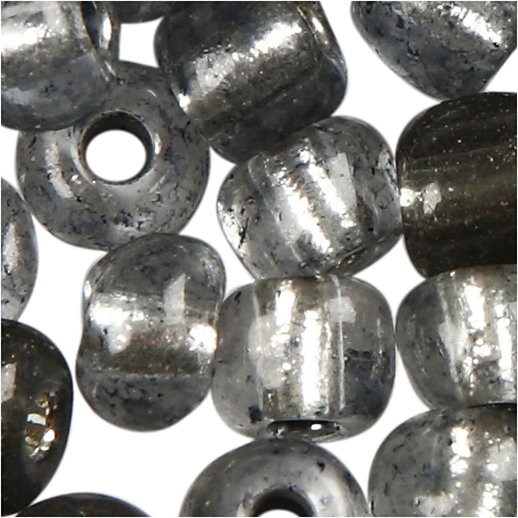 Rocaille Seed Beads, dia. 4 mm, size 6/0, hole size 0,9-1,2 mm, clear grey, 25 g/ 1 pack [HOB-682741]