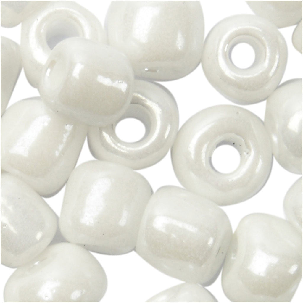 Rocaille Seed Beads, dia. 4 mm, size 6/0, hole size 0,9-1,2 mm, mother-of-pearl, 500 g/ 1 pack [HOB-682752]