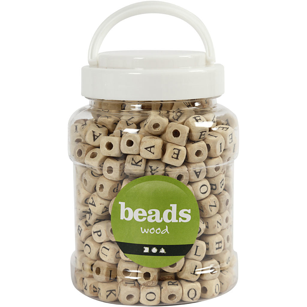 Wood Beads, size 9x9x9 mm, hole size 3 mm, ca. 400 pc, 185 g, 400 ml/ 1 bucket [HOB-68475]