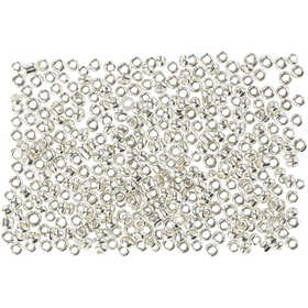Rocaille Seed Beads, dia. 1,7 mm, size 15/0, hole size 0,5-0,8 mm, silver metal, 25 g/ 1 pack [HOB-686720]