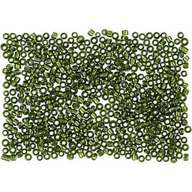 Rocaille Seed Beads, dia. 1,7 mm, size 15/0, hole size 0,5-0,8 mm, grass green, 25 g/ 1 pack [HOB-686760]