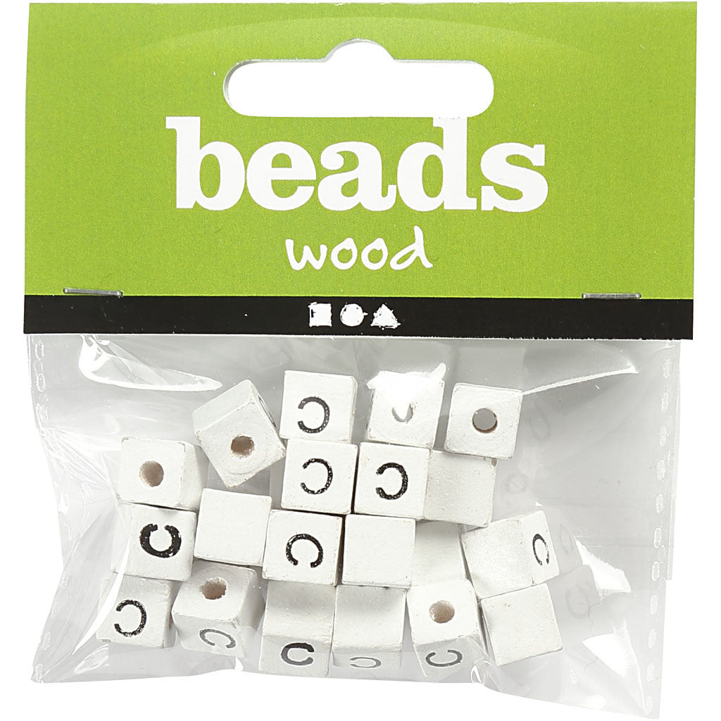 Letter Bead, C, size 8x8 mm, hole size 3 mm, white, 25 pc/ 1 pack [HOB-68953]