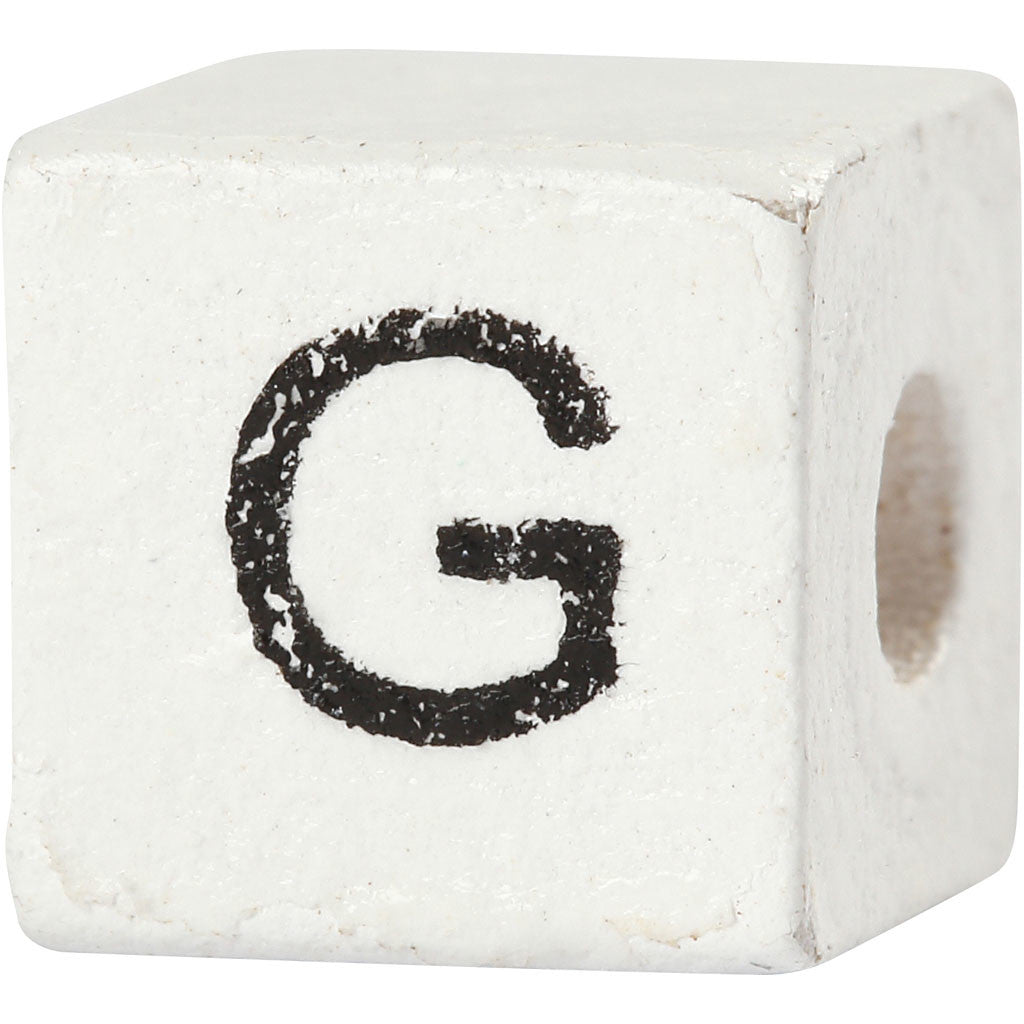 Letter Bead, G, size 8x8 mm, hole size 3 mm, white, 25 pc/ 1 pack [HOB-68957]