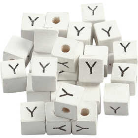 Letter Bead, Y, size 8x8 mm, hole size 3 mm, white, 25 pc/ 1 pack [HOB-68975]