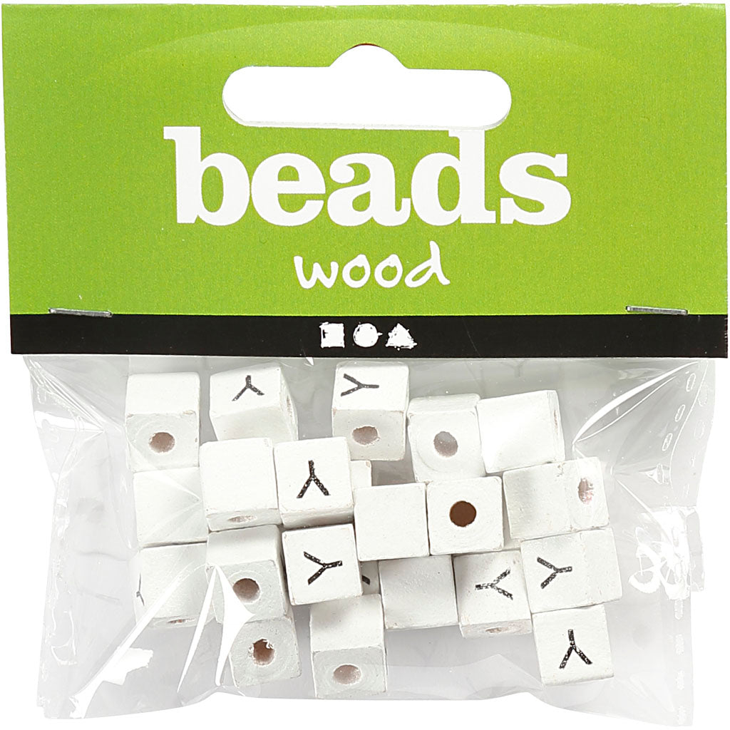 Letter Bead, Y, size 8x8 mm, hole size 3 mm, white, 25 pc/ 1 pack [HOB-68975]