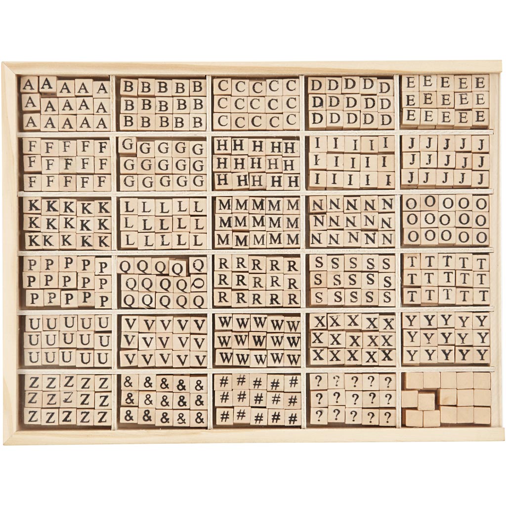 Letter Bead, A-Z, &, #, ?, size 8x8 mm, hole size 3 mm, white, 750 asstd./ 1 pack [HOB-68982]