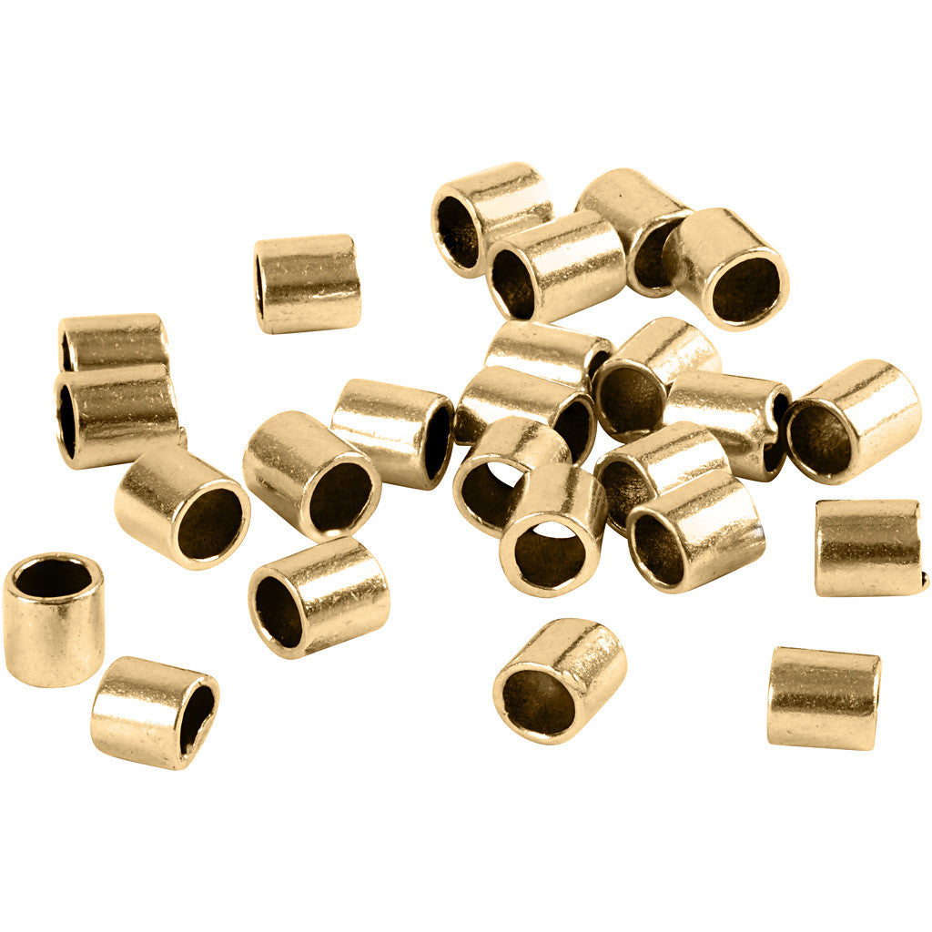 Crimpy Beads Tubes, size 2x2 mm, hole size 1,4 mm, gold-plated, 80 pc/ 1 pack [HOB-69096]