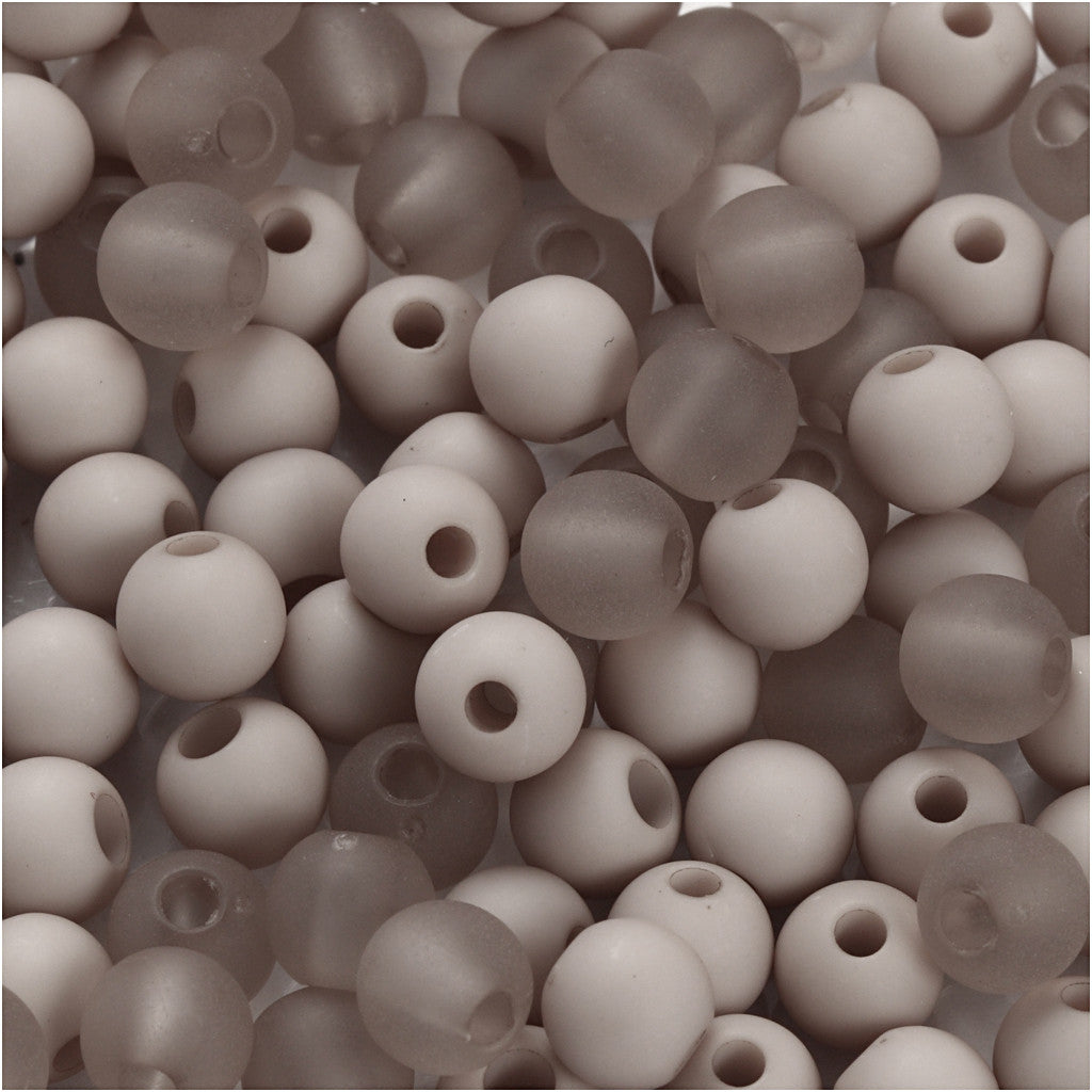Plastic Beads, dia. 6 mm, hole size 2 mm, ca. 150 pc, light grey, 40 g/ 1 pack [HOB-69596]
