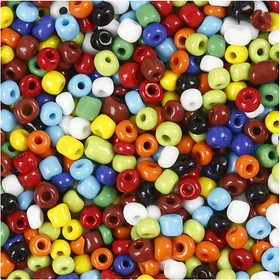 Rocaille Seed Beads, dia. 4 mm, size 6/0, hole size 0,9-1,2 mm, assorted colours, 1000 g/ 1 tub [HOB-696704]