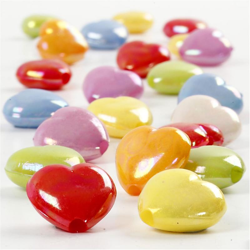 Heart Beads, size 25x15 mm, hole size 3 mm, ca. 100 pc, 70 g, 125 ml