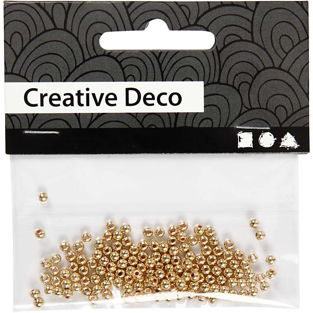 Wax Beads, dia. 2,7 mm, hole size 0,7 mm, gold, 150 pc/ 1 pack [HOB-698021]