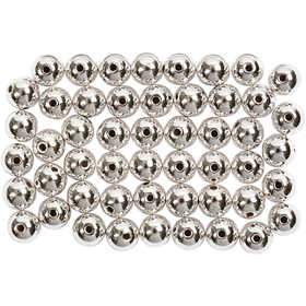 Wax Beads, dia. 5 mm, hole size 0,7 mm, silver, 100 pc/ 1 pack [HOB-698141]