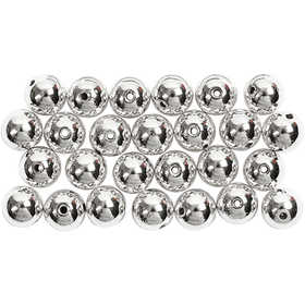Wax Beads, dia. 8 mm, hole size 1 mm, silver, 50 pc/ 1 pack [HOB-698241]