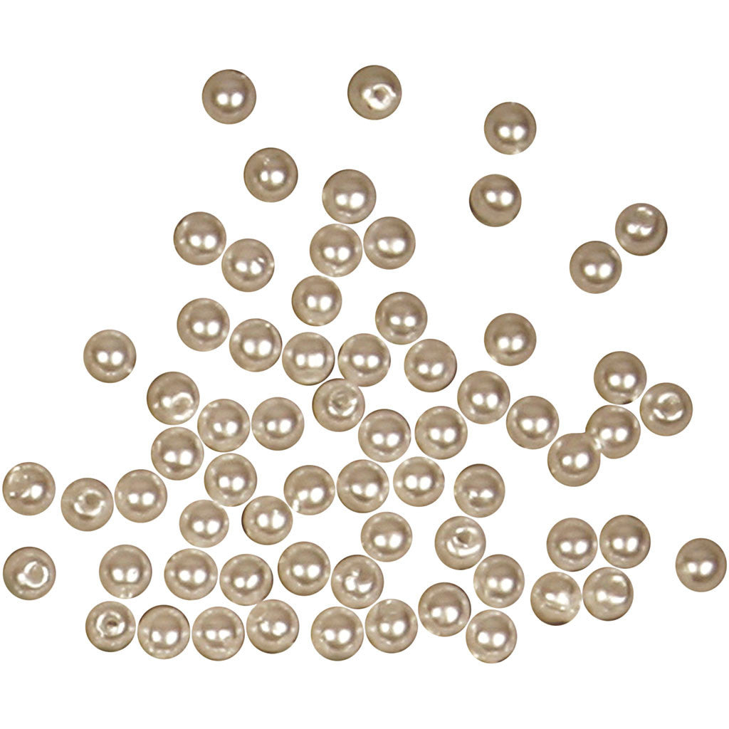 Wax Beads, dia. 4 mm, hole size 0,7 mm, mother-of-pearl, 150 pc/ 1 pack [HOB-698361]