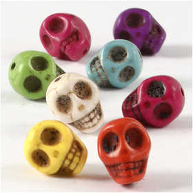 Howlite Beads, dia. 12 mm, hole size 1,5 mm, bold colours, 32 pc/ 1 pack [HOB-69919]