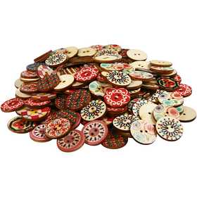 Wooden Buttons, dia. 20 mm, 180 pc/ 1 pack [HOB-69978]
