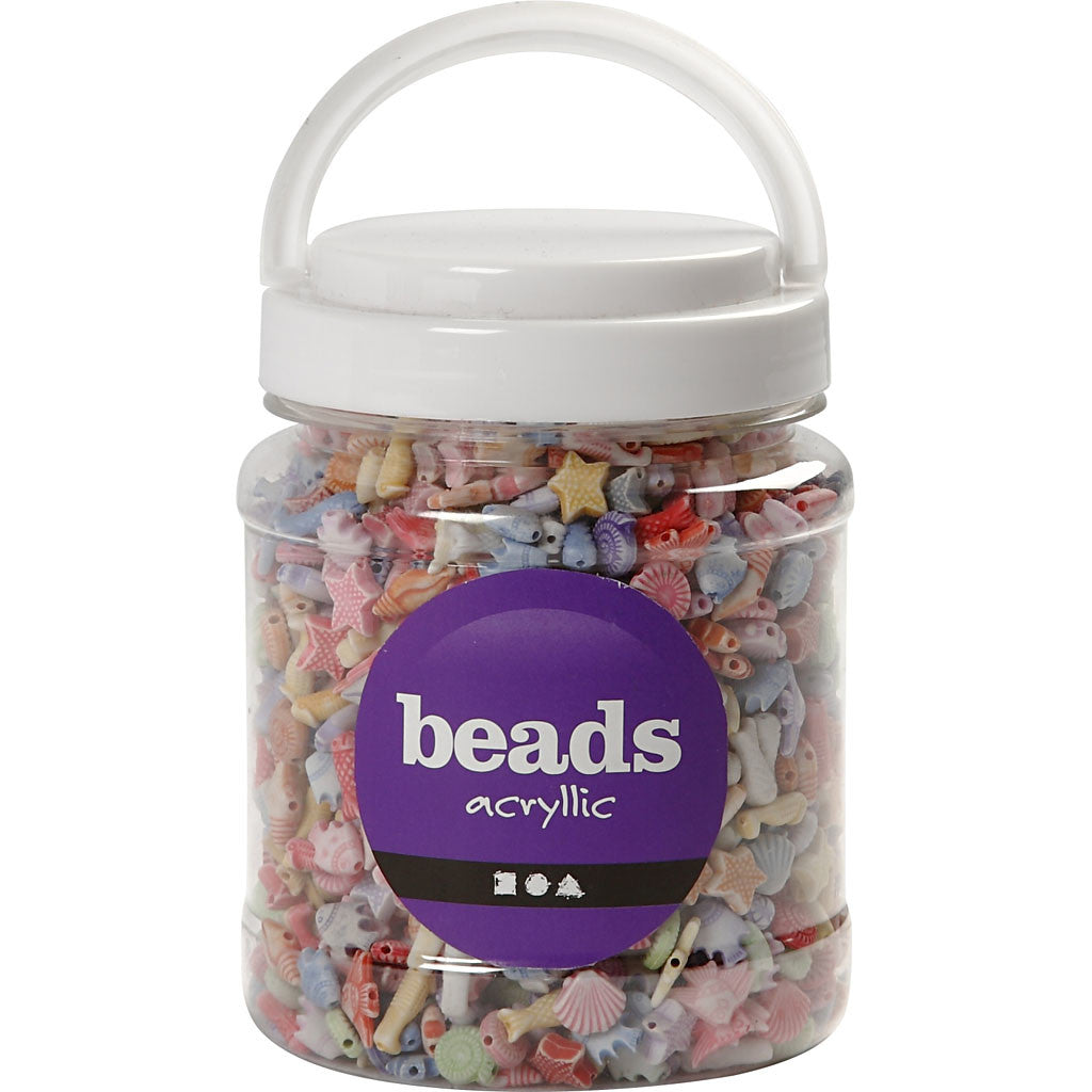 Pastel Beads, size 9-12 mm, hole size 1,2 mm, ca. 1600 pc, 500 g, 700 ml/ 1 tub [HOB-69980]