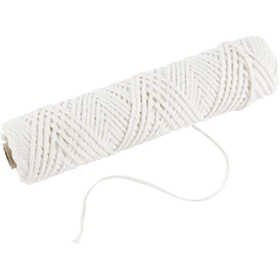 Wick, Suitable for dipped candles (dia. 30 mm) and moulded candles (dia. 80–100 mm) , W: 2 mm, 100 g, 50 m/ 1 roll [HOB-73321]