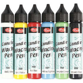 Candle Pen, bold colours, 6x28 ml/ 1 pack [HOB-73512]