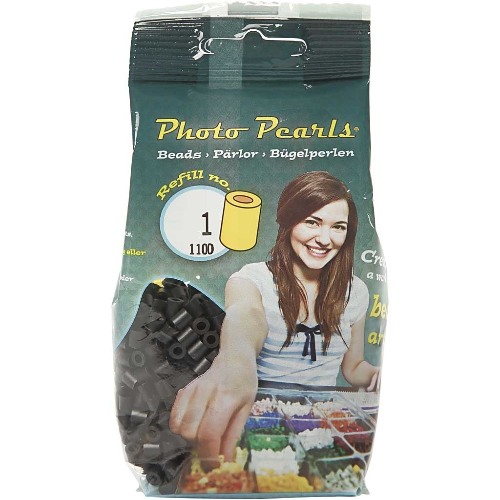 Fuse Beads, size 5x5 mm, hole size 2,5 mm, medium, black (32220), 1100 pc/ 1 pack [HOB-751010]