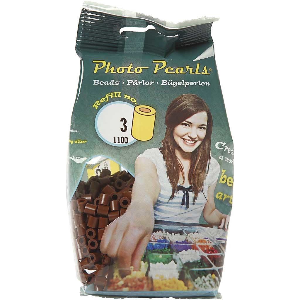 Fuse Beads, size 5x5 mm, hole size 2,5 mm, medium, brown (32229), 1100 pc/ 1 pack [HOB-751030]