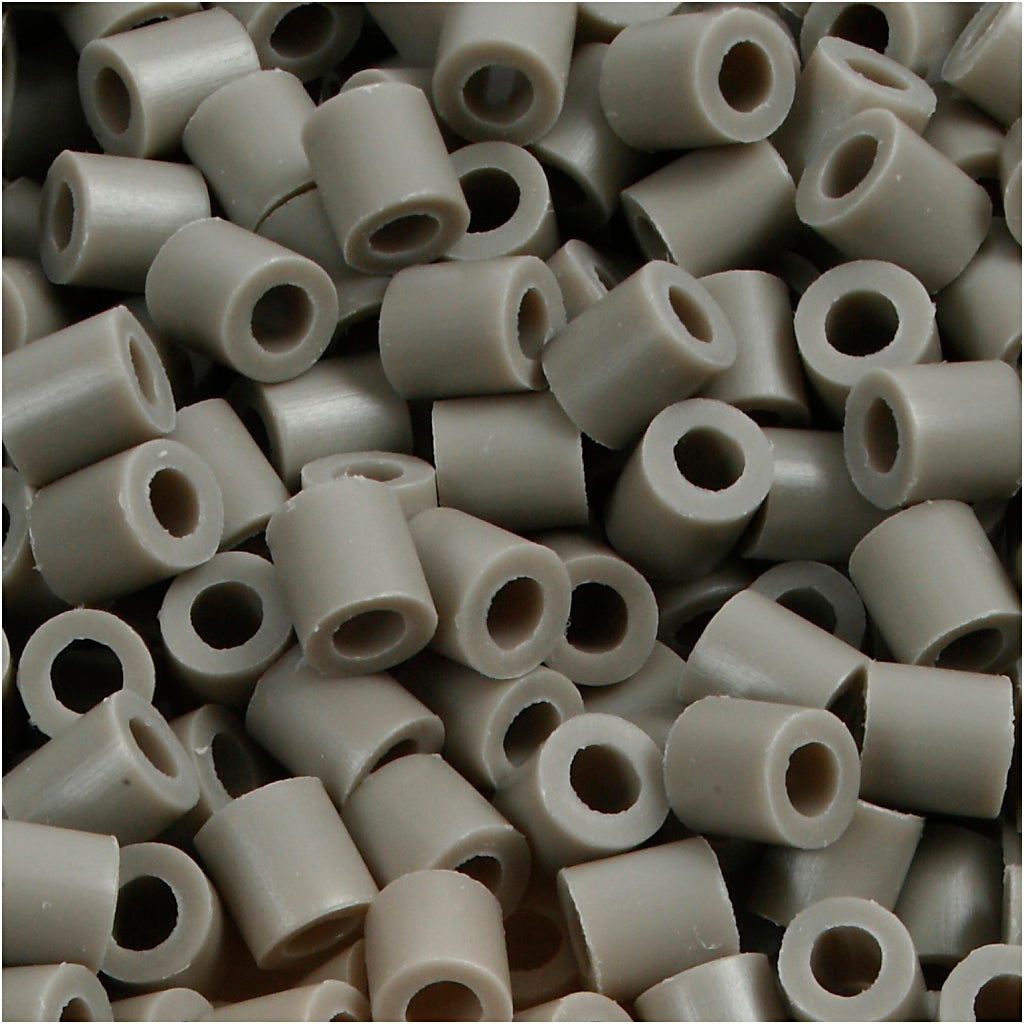 Fuse Beads, size 5x5 mm, hole size 2,5 mm, medium, ash-coloured (32226), 1100 pc