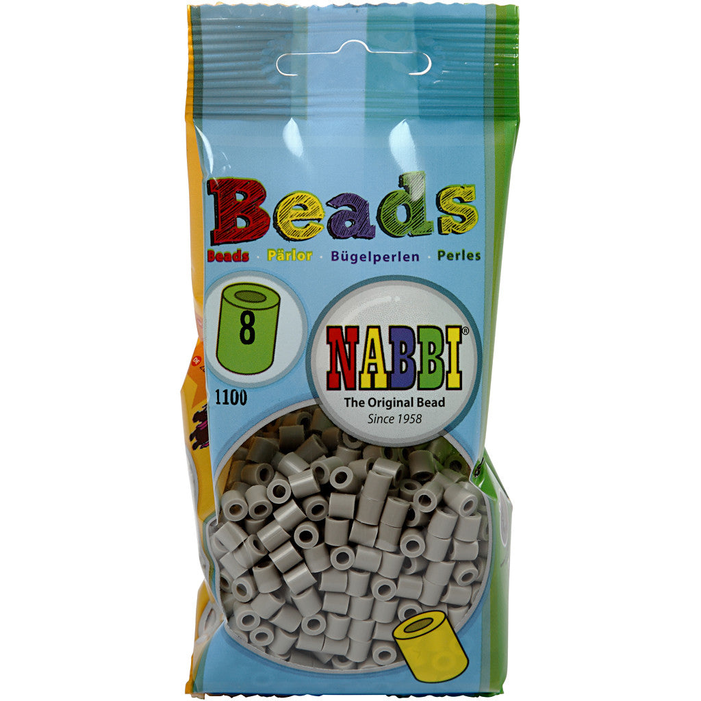 Fuse Beads, size 5x5 mm, hole size 2,5 mm, medium, ash-coloured (32226), 1100 pc/ 1 pack [HOB-751080]