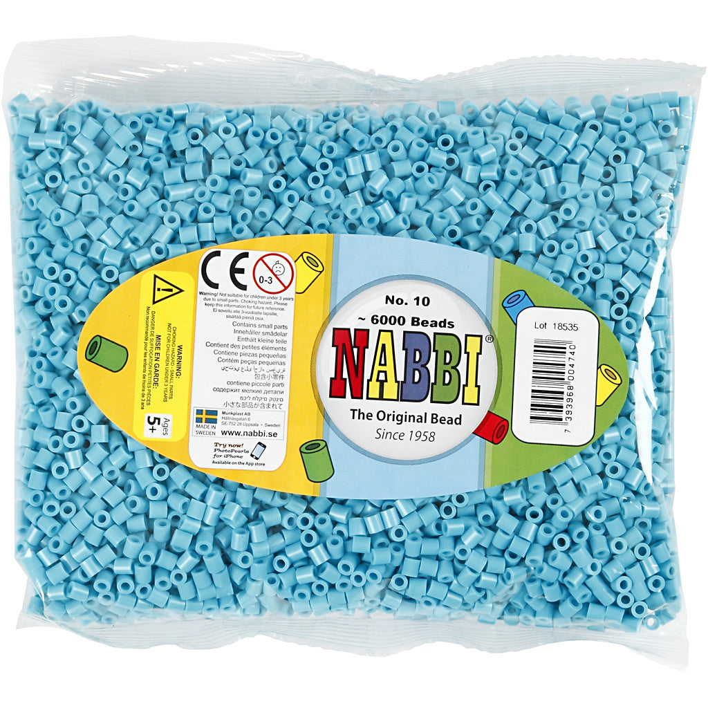 Fuse Beads, size 5x5 mm, hole size 2,5 mm, medium, turquoise (32256), 6000 pc/ 1 pack [HOB-751101]