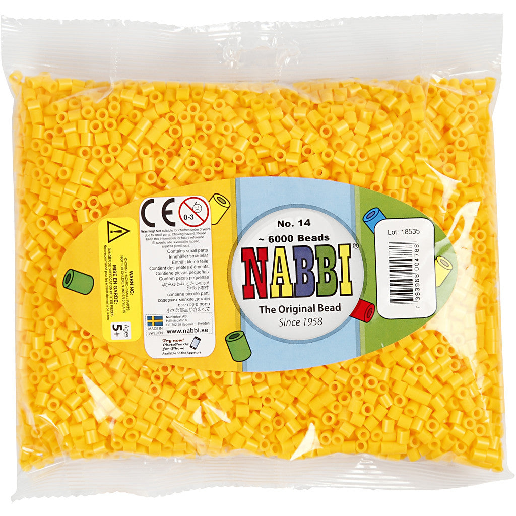 Fuse Beads, size 5x5 mm, hole size 2,5 mm, medium, yellow (32227), 6000 pc/ 1 pack [HOB-751141]