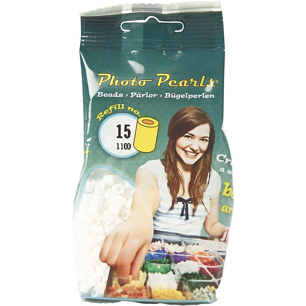 Fuse Beads, size 5x5 mm, hole size 2,5 mm, medium, white (32221), 1100 pc/ 1 pack [HOB-751150]