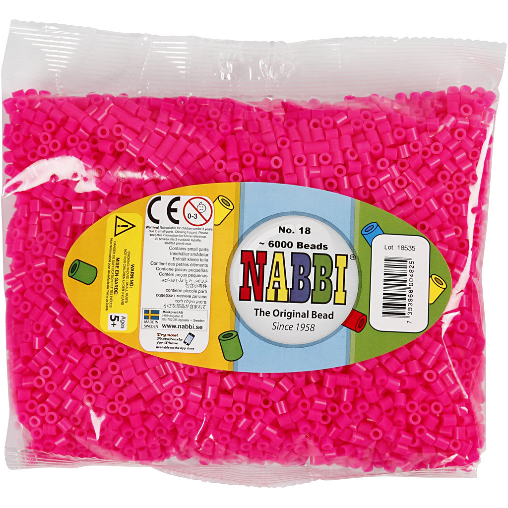 Fuse Beads, size 5x5 mm, hole size 2,5 mm, medium, cerise (32258), 6000 pc/ 1 pack [HOB-751181]