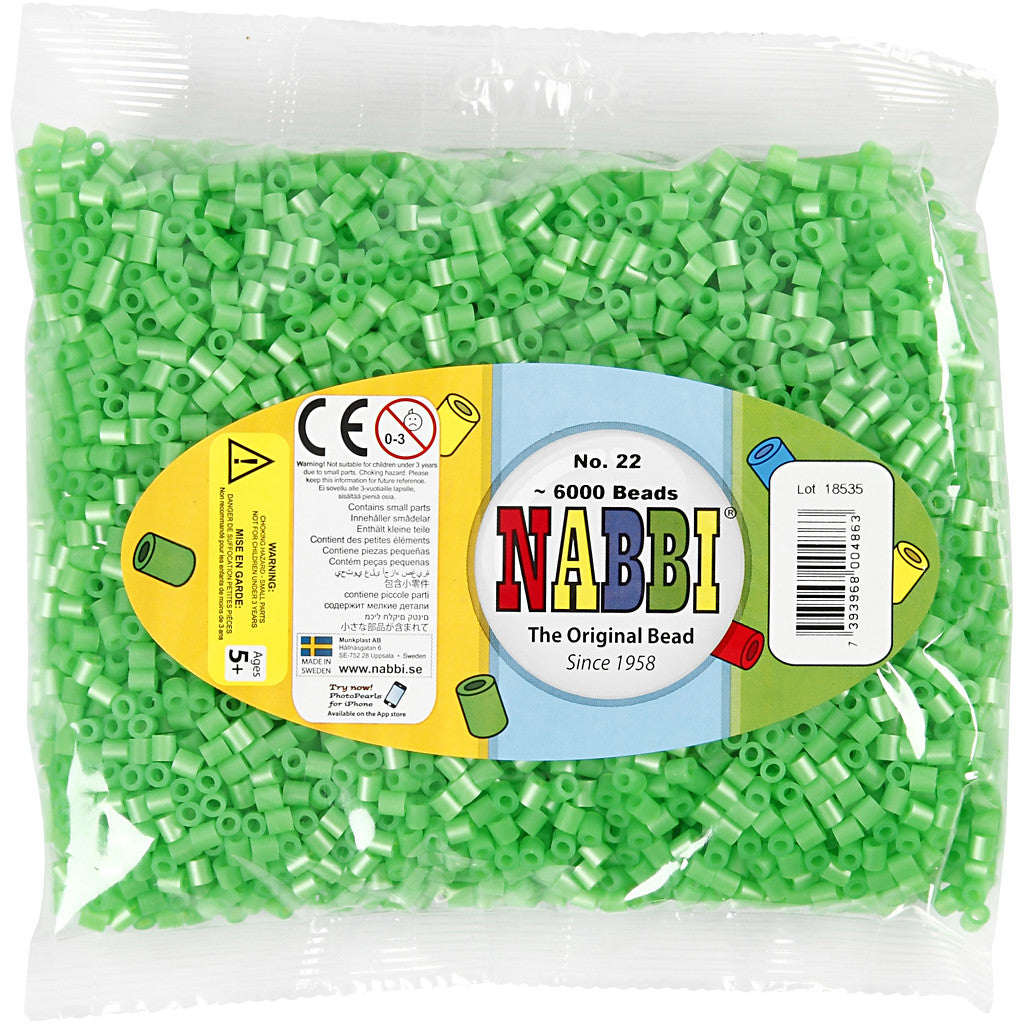 Fuse Beads, size 5x5 mm, hole size 2,5 mm, medium, green mother-of-pearl (32240), 6000 pc/ 1 pack [HOB-751221]