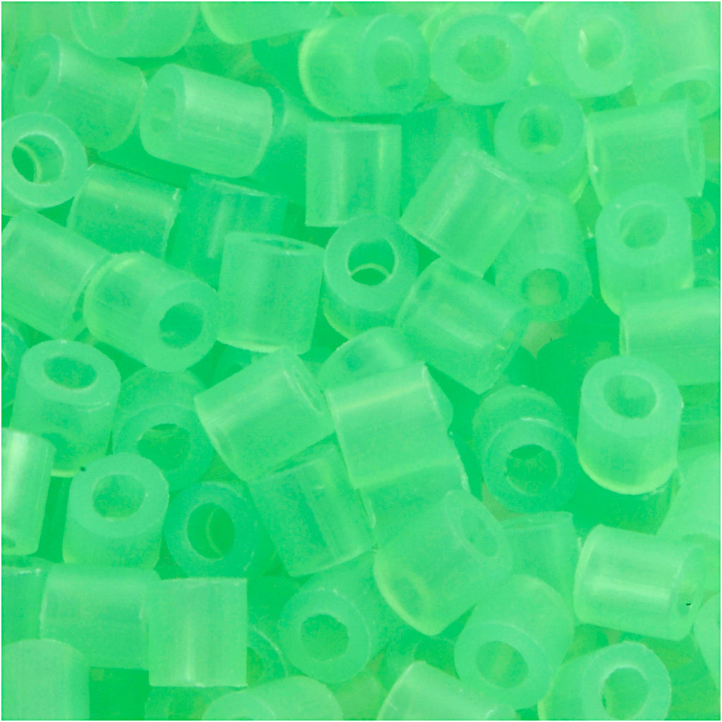 Fuse Beads, size 5x5 mm, hole size 2,5 mm, medium, neon green (32237), 6000 pc