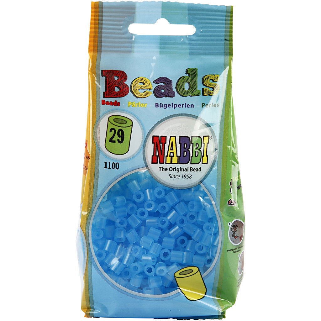 Fuse Beads, size 5x5 mm, hole size 2,5 mm, medium, neon blue (32235), 1100 pc/ 1 pack [HOB-751290]