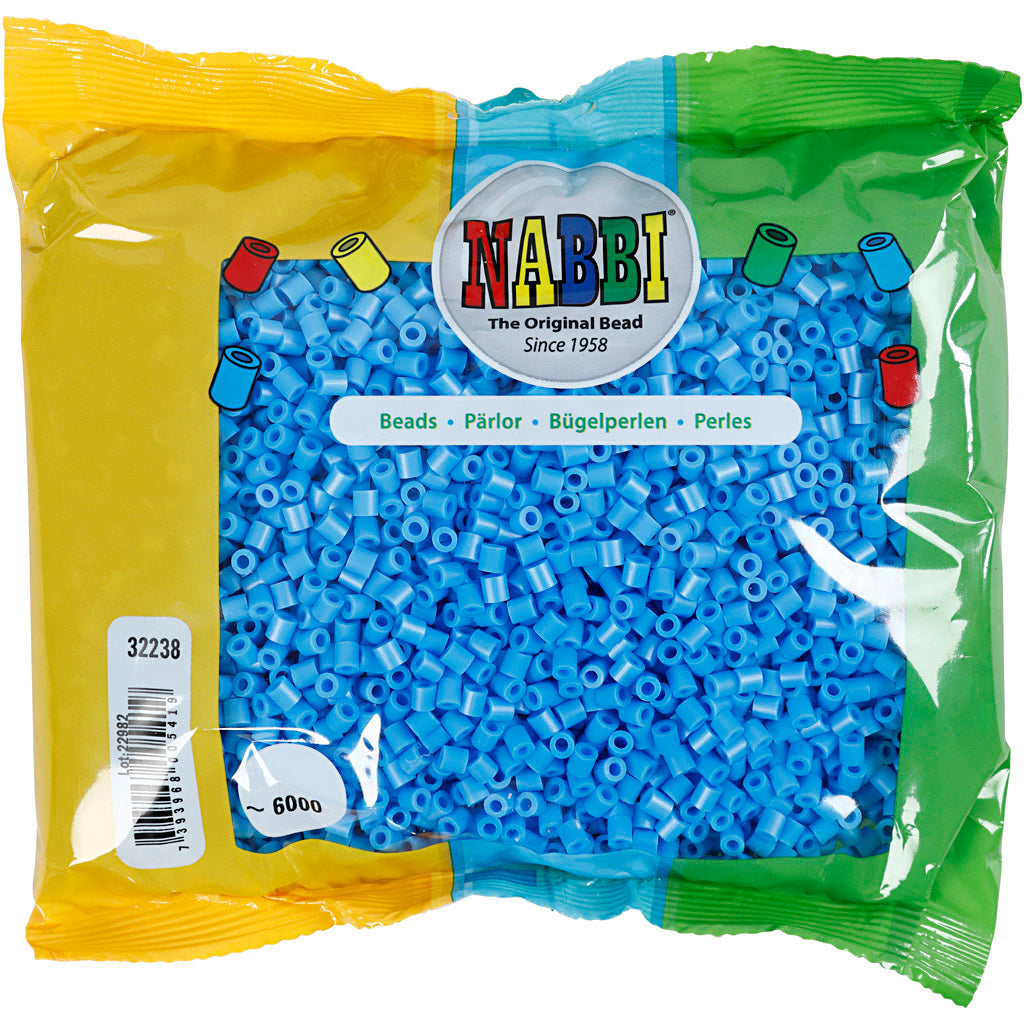 Fuse Beads, size 5x5 mm, hole size 2,5 mm, medium, blue (32238), 6000 pc/ 1 pack [HOB-751371]