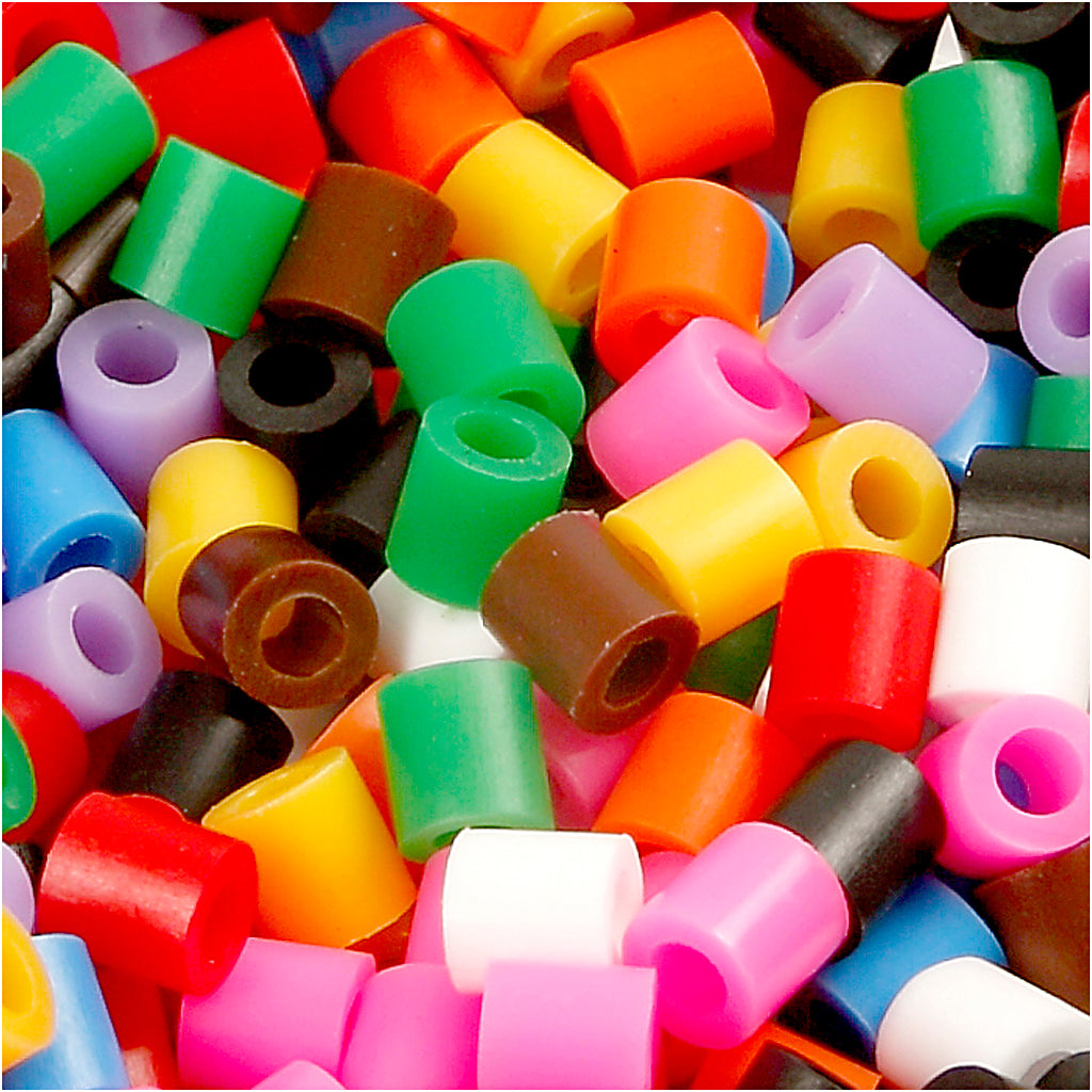 Fuse Beads, size 5x5 mm, hole size 2,5 mm, medium, standard colours, 30000 asstd.
