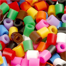 Fuse Beads, size 5x5 mm, hole size 2,5 mm, medium, standard colours, 5000 asstd./ 1 bucket [HOB-75222]