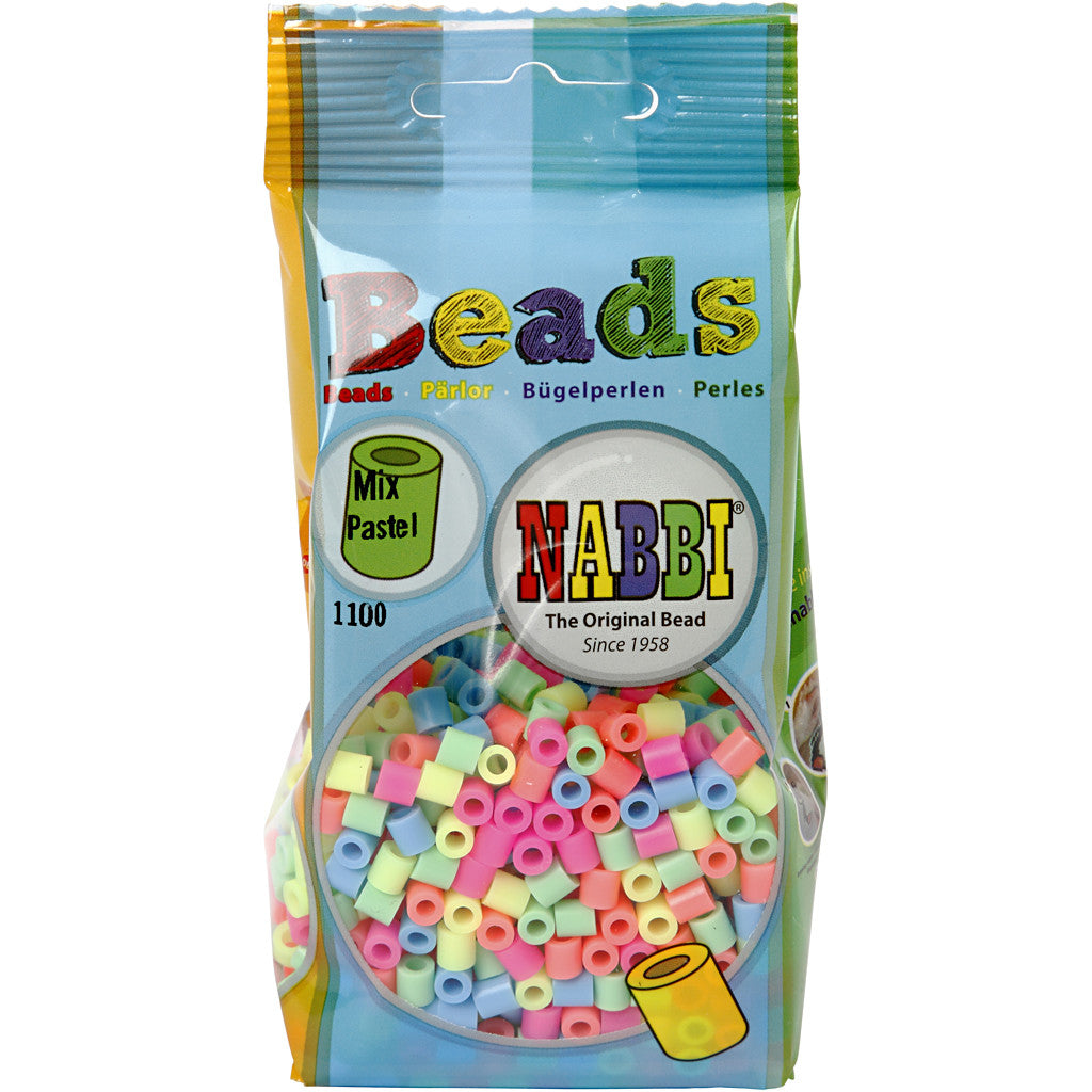 Fuse Beads, size 5x5 mm, hole size 2,5 mm, medium, pastel colours, 1100 asstd./ 1 pack [HOB-75233]