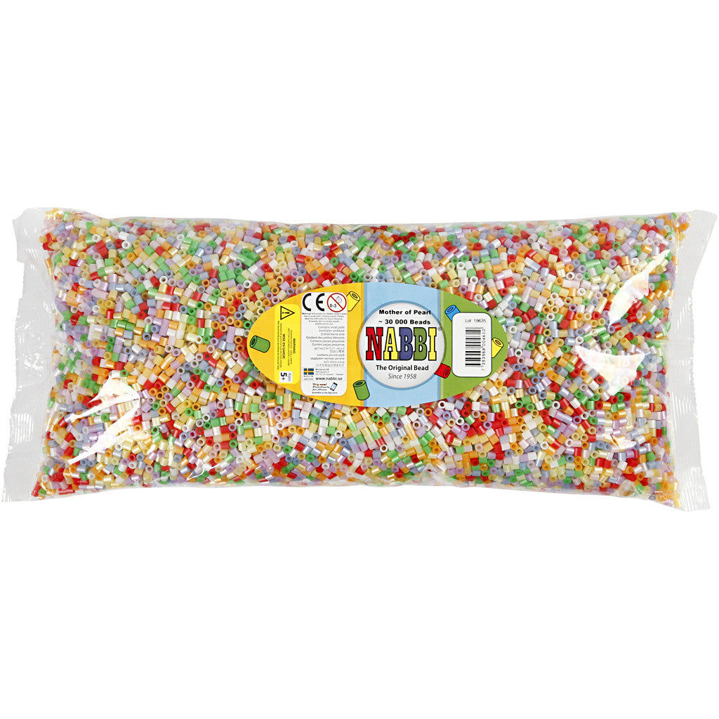 Fuse Beads, size 5x5 mm, hole size 2,5 mm, medium, assorted colours, 30000 asstd./ 1 pack [HOB-752601]