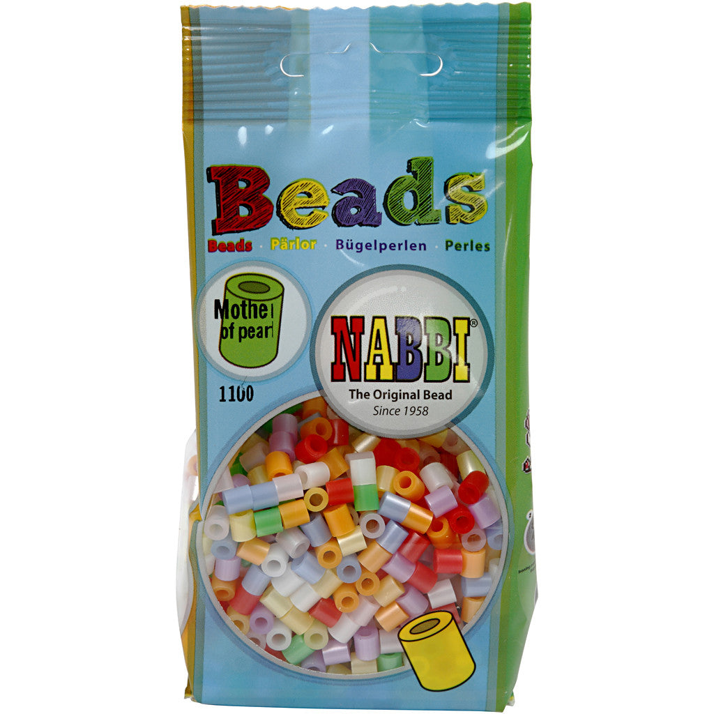 Fuse Beads, size 5x5 mm, hole size 2,5 mm, medium, mother of pearl colours, 1100 asstd./ 1 pack [HOB-75263]