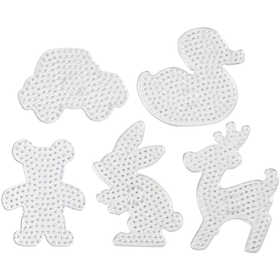 Peg Board, Teddy bear, car, deer, duck and rabbit, size 16x19,5-19x24 cm, JUMBO, clear, 5 pc/ 1 pack [HOB-75323]