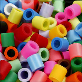 Fuse Beads, size 10x10 mm, hole size 5,5 mm, JUMBO, additional colours, 3200 asstd./ 1 pack [HOB-753541]