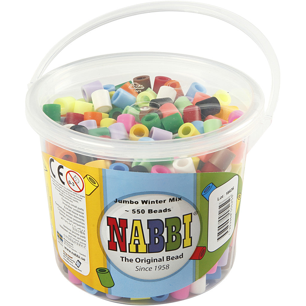 Fuse Beads, size 10x10 mm, hole size 5,5 mm, JUMBO, additional colours, 550 asstd./ 1 pack [HOB-753544]