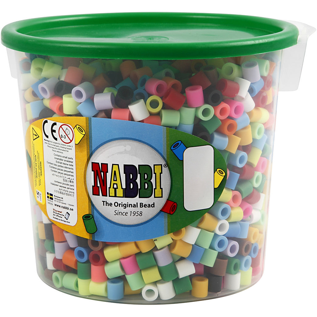 Fuse Beads, size 10x10 mm, hole size 5,5 mm, JUMBO, additional colours, 2450 asstd./ 1 bucket [HOB-75354]