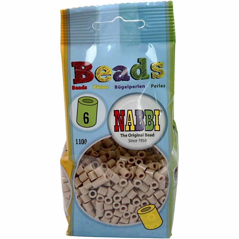 PhotoPearls, size 5x5 mm, hole size 2,5 mm, medium, beige (6), 1100 pc/ 1 pack [HOB-755060]