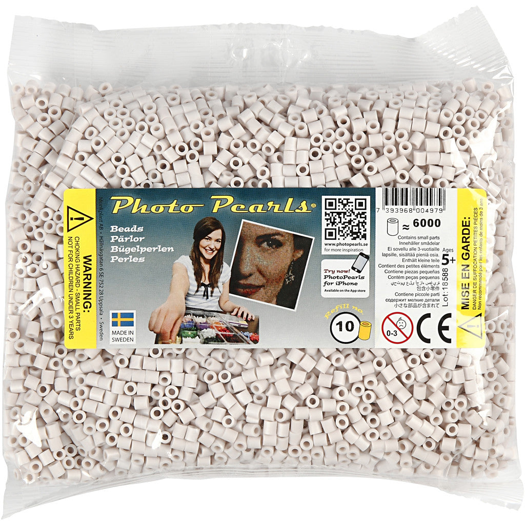 PhotoPearls, size 5x5 mm, hole size 2,5 mm, medium, light grey (10), 6000 pc/ 1 pack [HOB-75510]